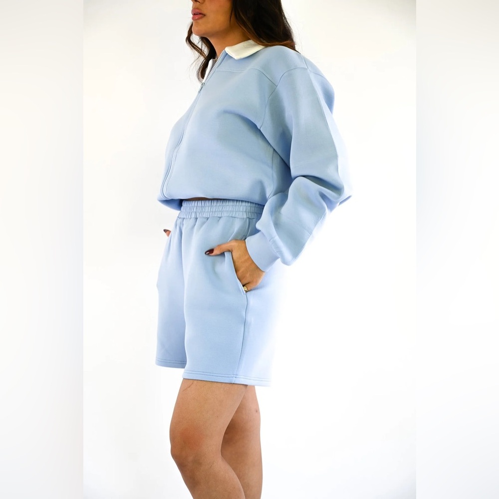 Yellow The Label Ollie Knit Neoprene Shorts in Sky